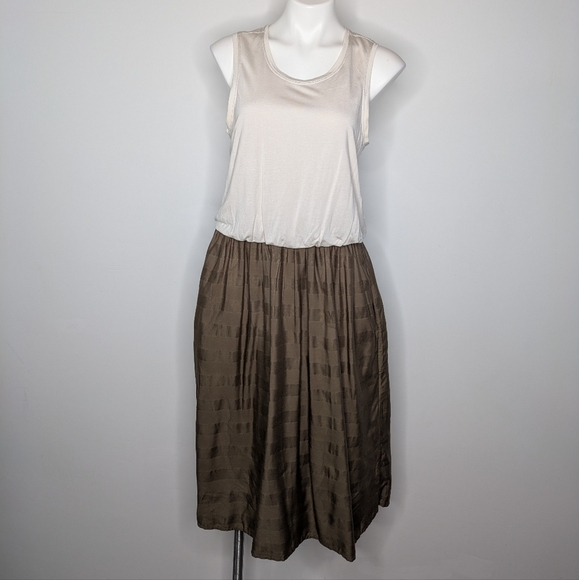 Prana Cream Green Sleeveless Comfortable Casual Midi Dress M - Picture 1 of 7